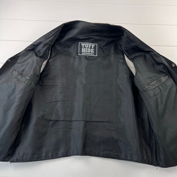 Tuff Hide Apparel Vintage Black Leather Motorcycle Vest Men's size Large - Picture 5 of 8